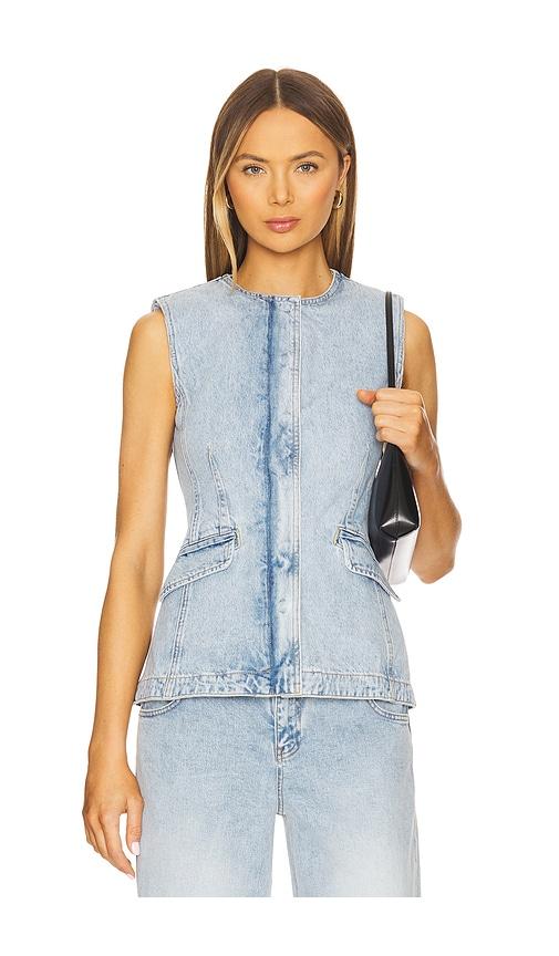 simkhai charley sleeveless button up top in blue. - size 0 (also in 2)