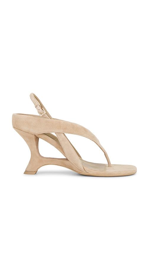 simkhai darya suede wedge thong sandal in taupe. - size 38 (also in 39)