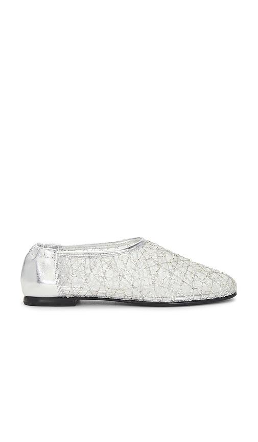 simkhai eden ballet flat in metallic silver. - size 37 (also in 38)
