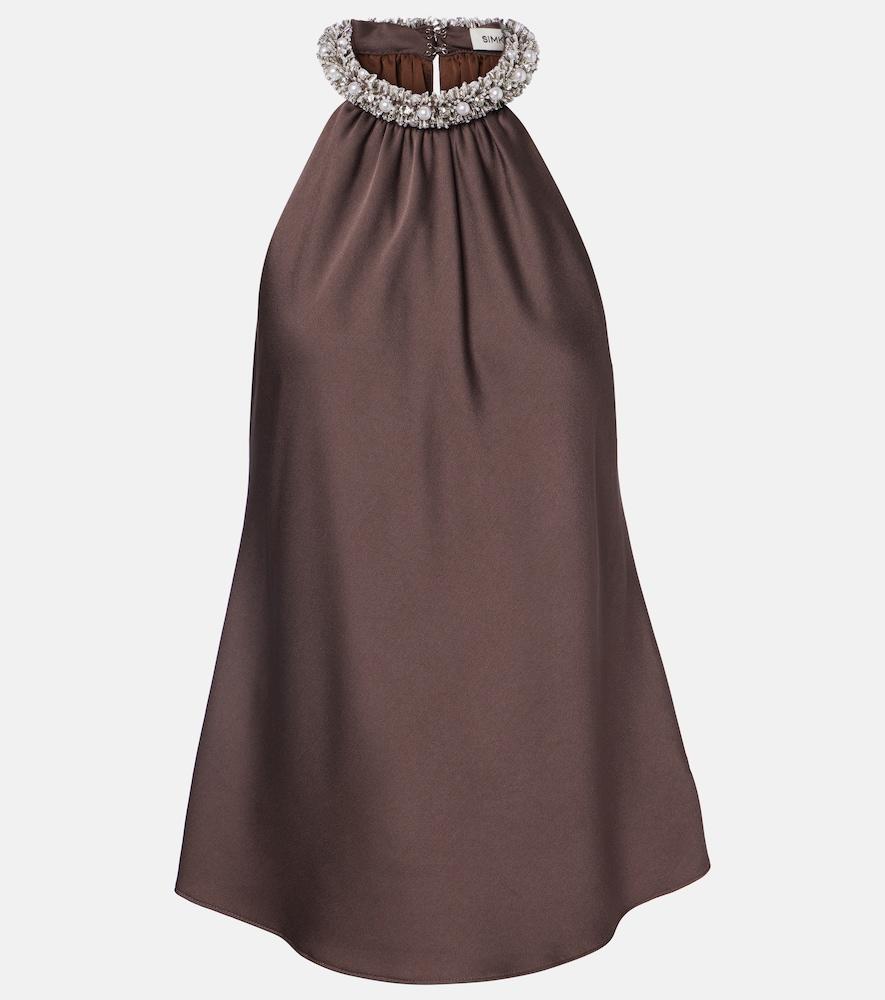 simkhai embellished satin top