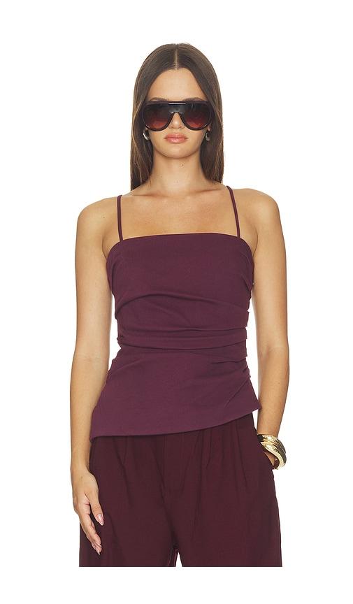 simkhai emerson ruched bustier top in burgundy. - size 0 (also in 00, 2, 4, 6, 8, 10)