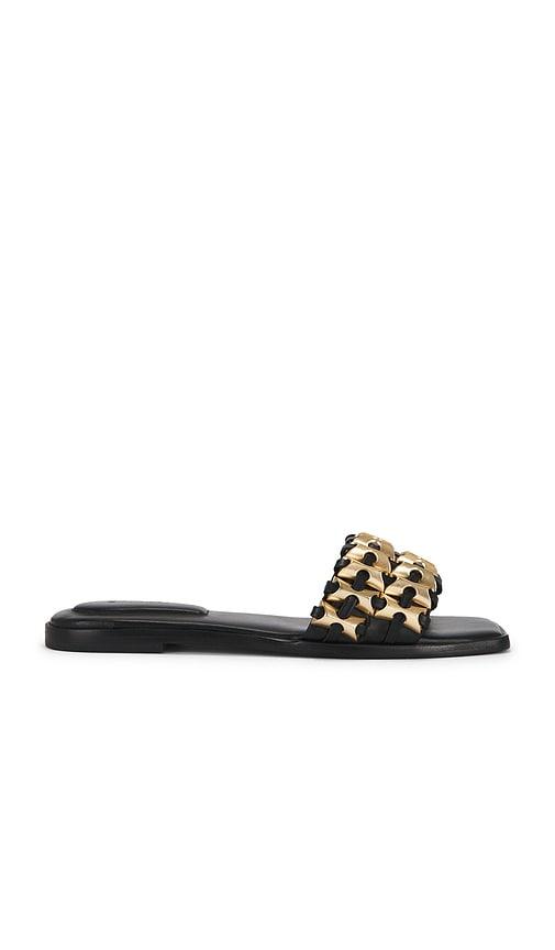 simkhai faye beaded leather flat slide in black. - size 37 (also in 38)