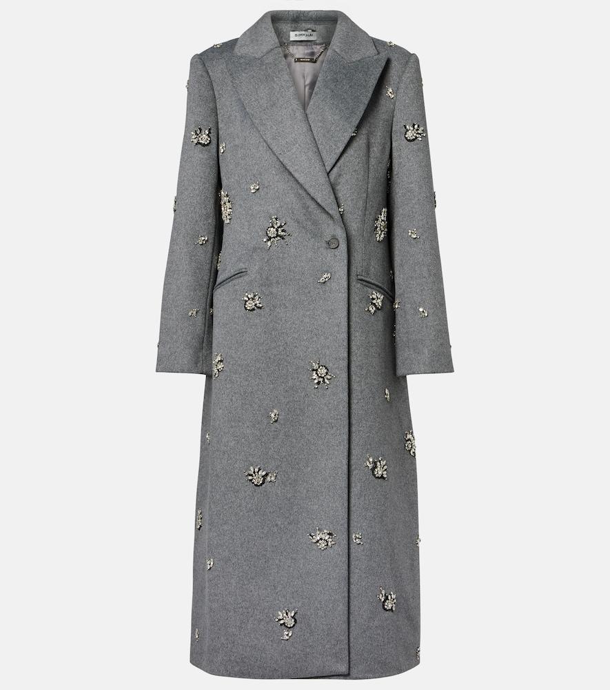simkhai gianni embellished wool-blend coat