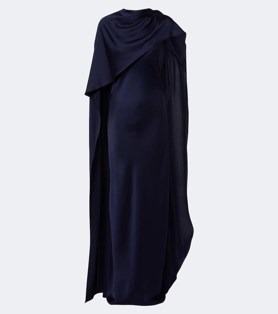 simkhai izel asymmetric caped satin gown