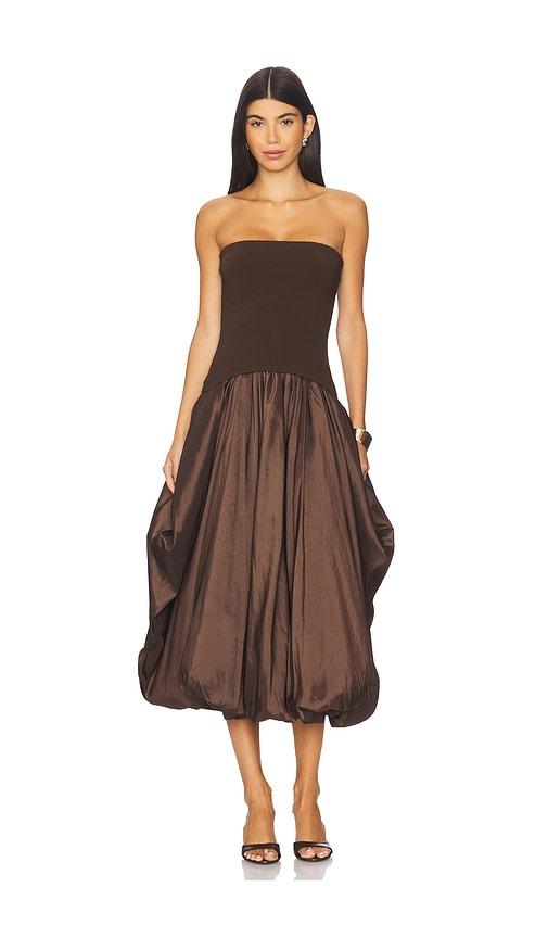 simkhai izzy midi dress in chocolate. - size m (also in s)