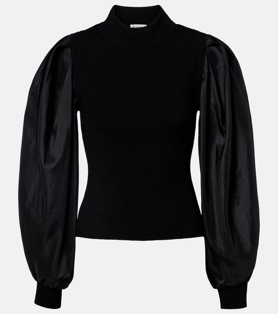 simkhai jackie taffeta-trimmed knitted top
