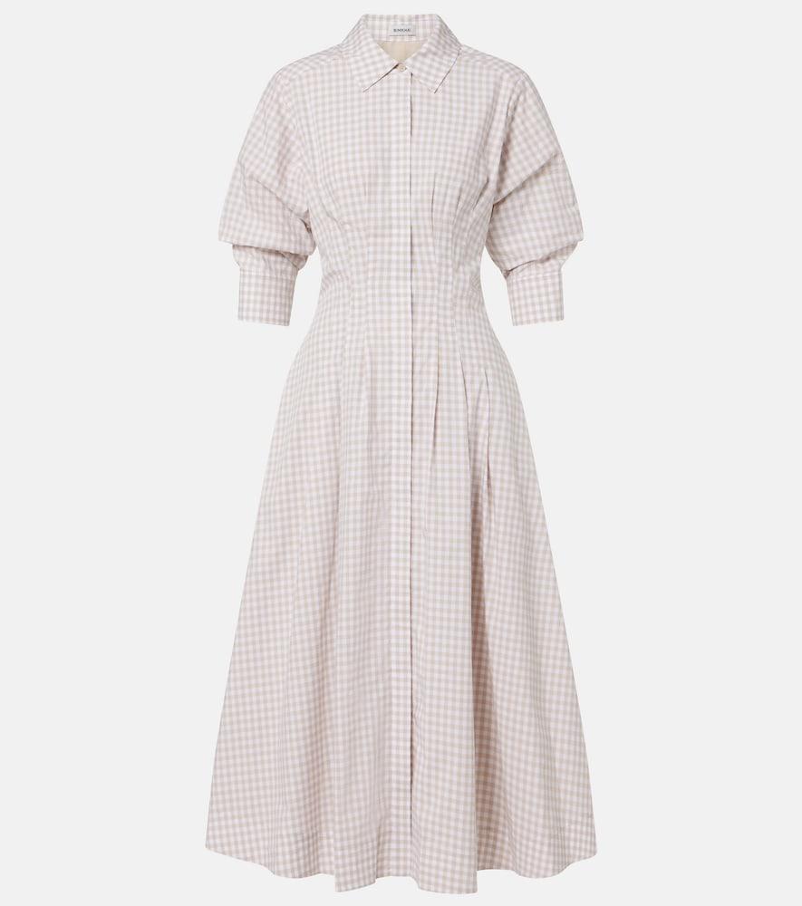 simkhai jazz gingham cotton-blend shirt dress
