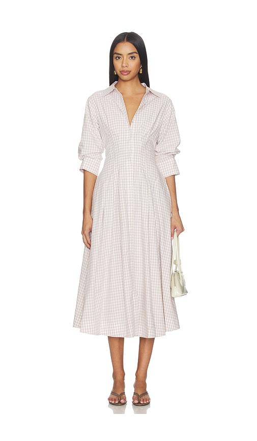 simkhai jazz pintuck midi dress in beige. - size m (also in s)