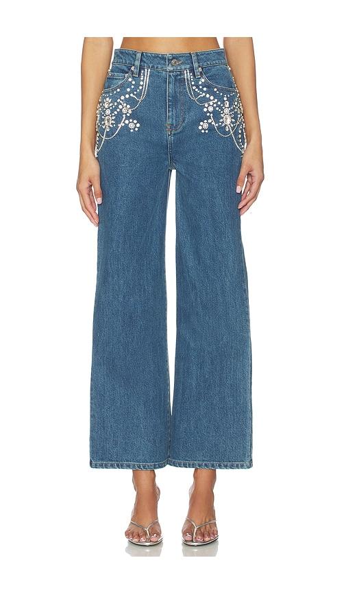 simkhai jude mid rise crop wide leg jean in blue. - size 24 (also in 25, 27, 28)