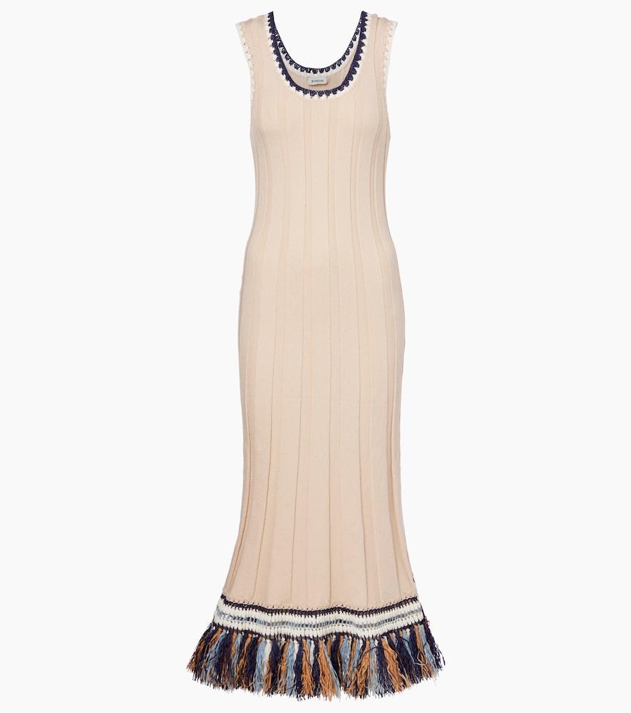 simkhai julianna cotton and cashmere midi dress