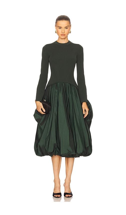 simkhai kenlie midi dress in dark green. - size s (also in xs)