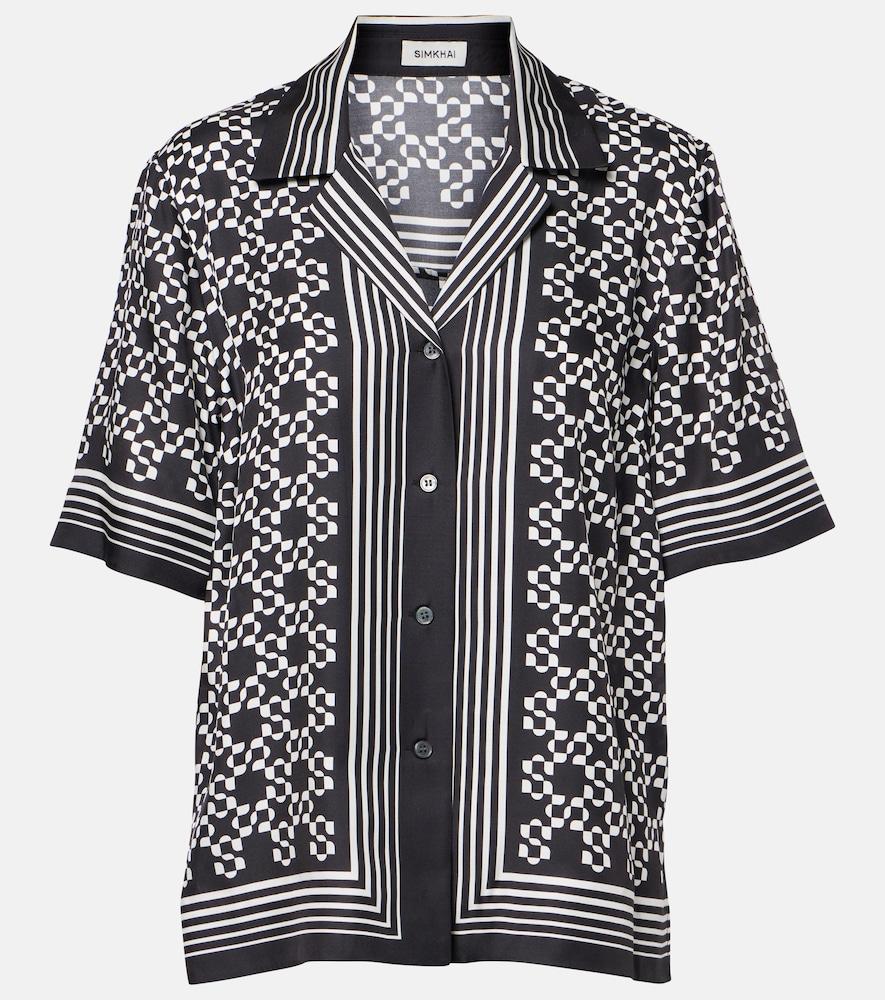 simkhai koda printed bowling shirt