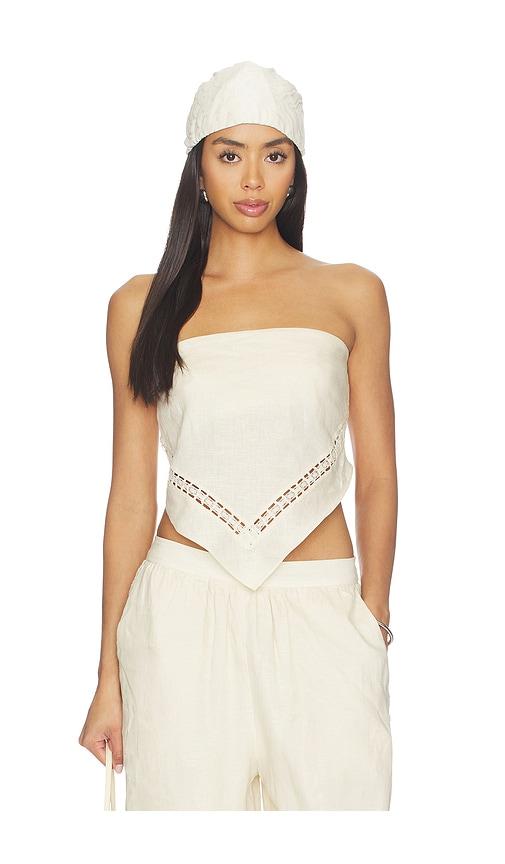 simkhai lahni linen lace top in beige. - size l (also in m)