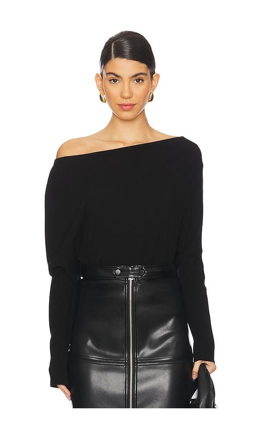 simkhai lavina draped off shoulder sweater in black. - size m (also in xs)