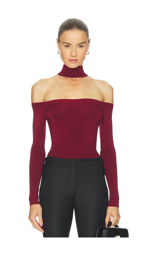 simkhai lila cold shoulder top in burgundy. - size l (also in xs, s, m)