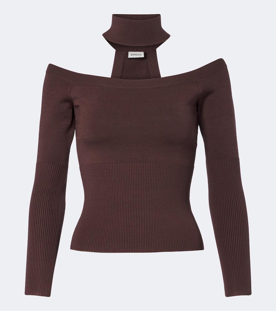 simkhai lila off-shoulder sweater