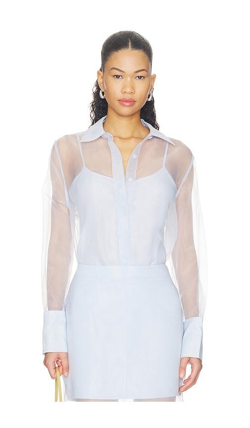 simkhai loen long sleeve shirt in baby blue. - size m (also in xs, s)