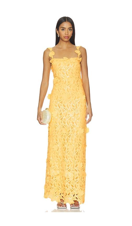 simkhai marenna embroidered sequin gown in yellow. - size 4 (also in 8)
