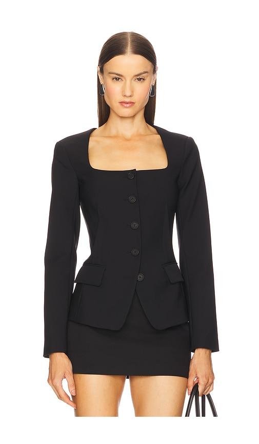simkhai marlowe u-neck jacket in black. - size 4 (also in 8)