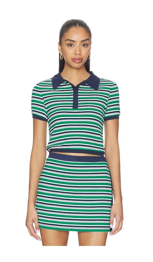simkhai marnie knit polo in green,navy. - size m (also in xs)