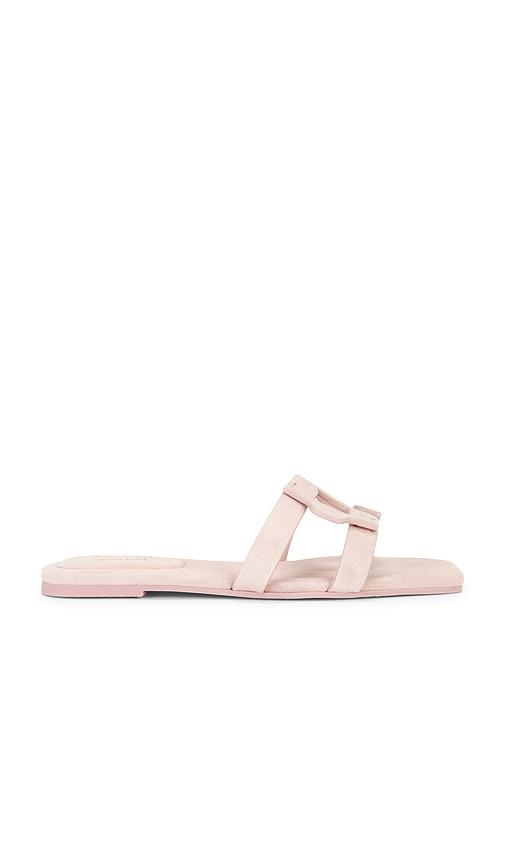 simkhai monogram suede flat slide in pink. - size 37 (also in 38)