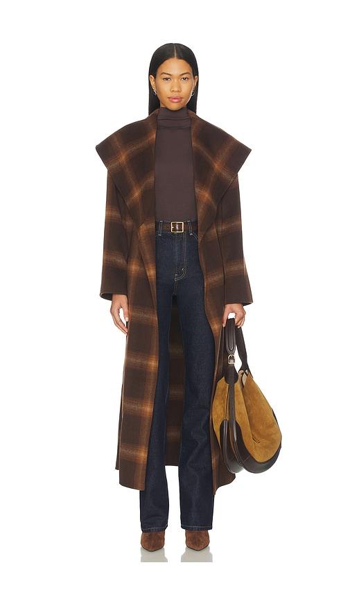 simkhai mulholland plaid robe coat in brown. - size s (also in xs)