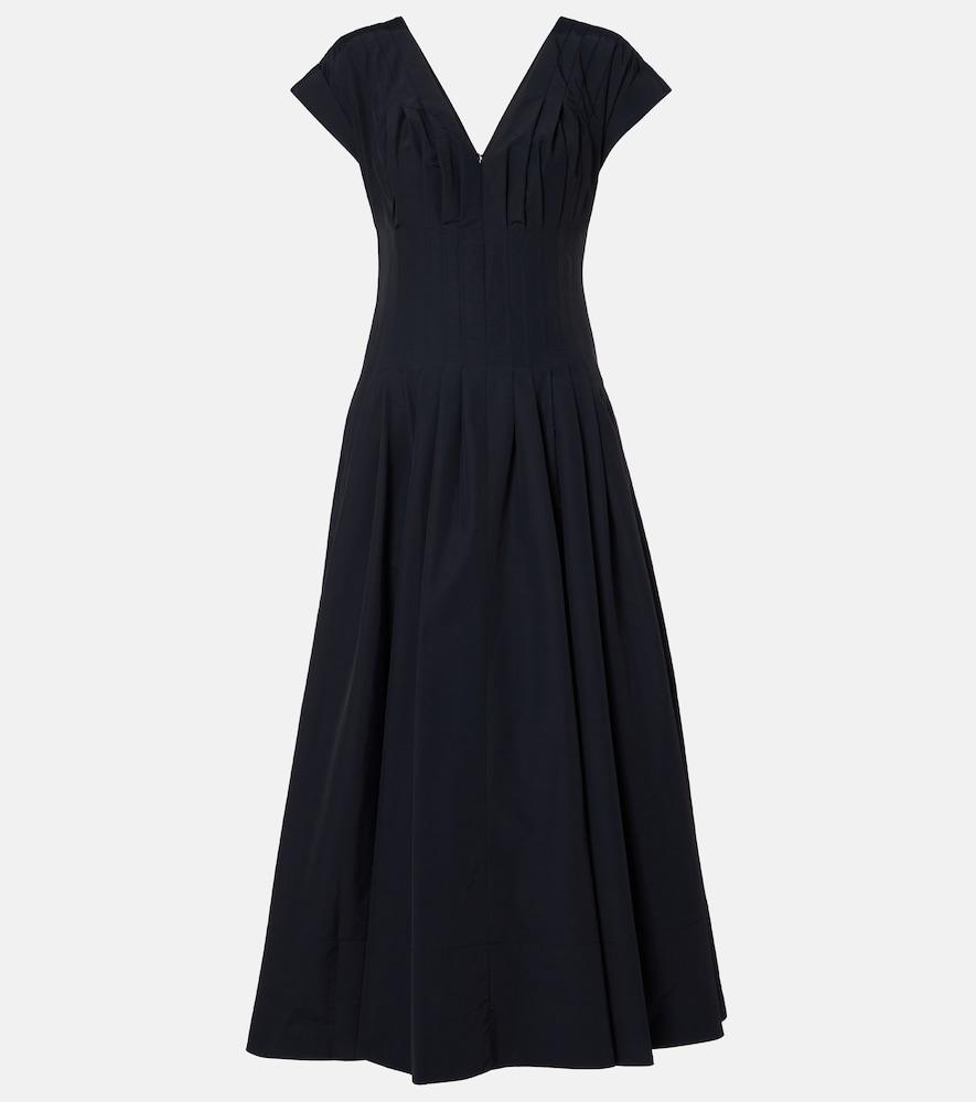 simkhai nina pleated cotton-blend midi dress