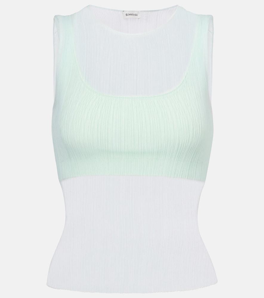 simkhai oakley plisse semi-sheer tank top