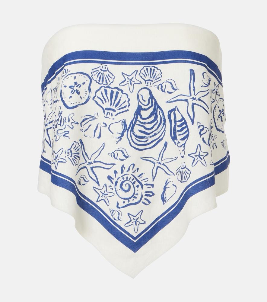 simkhai printed linen-blend bandeau top