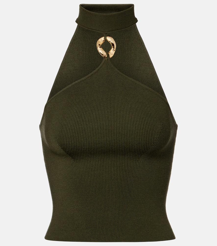 simkhai renlen halterneck wool top