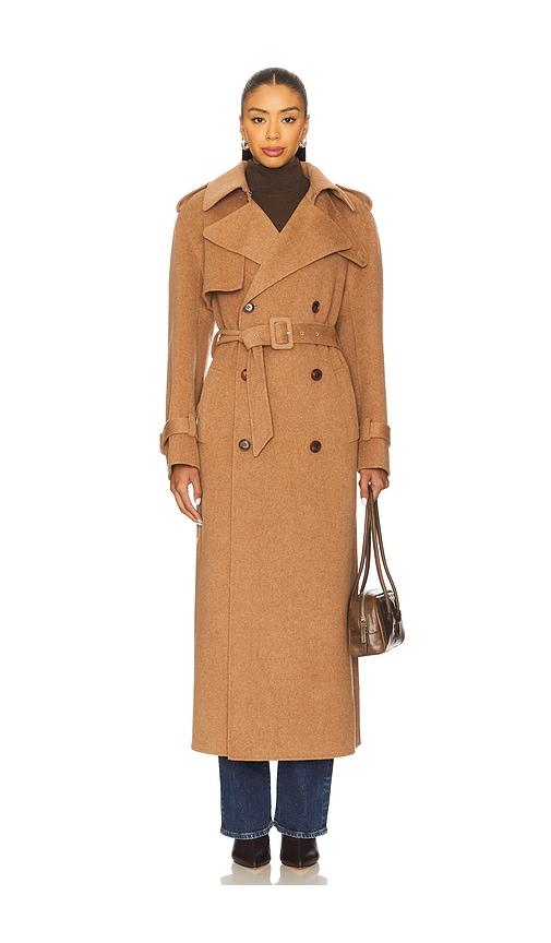 simkhai rumi belted long coat in tan. - size m (also in s)