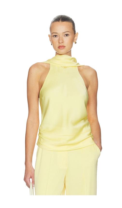 simkhai samira satin cape top in lemon. - size 10 (also in 6, 8)