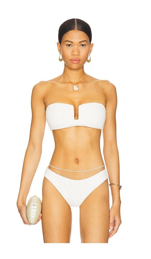 simkhai sandra bandeau bikini top in ivory. - size l (also in m)