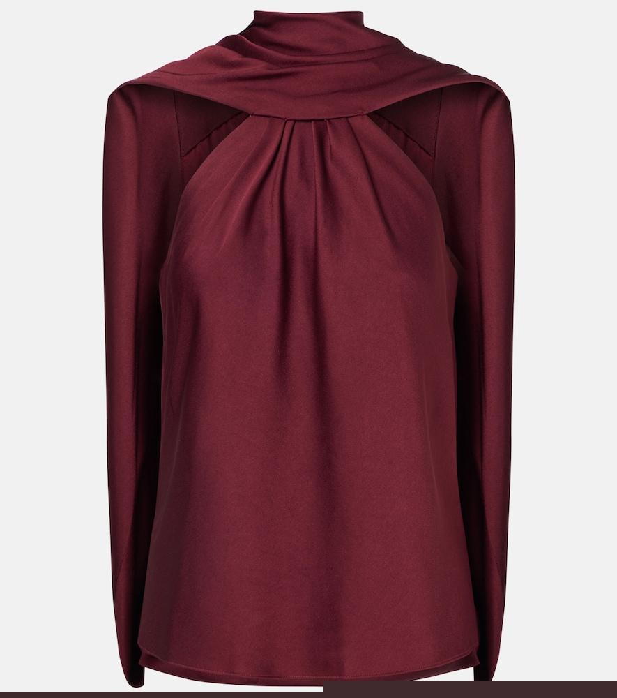 simkhai scarlett caped satin top