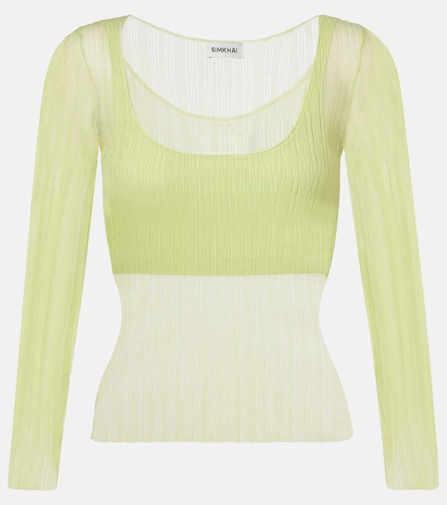 simkhai sheer jersey top