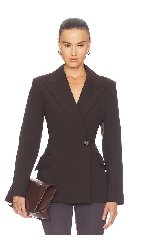 simkhai surabhi hourglass blazer in chocolate. - size 0 (also in 2, 4, 6)