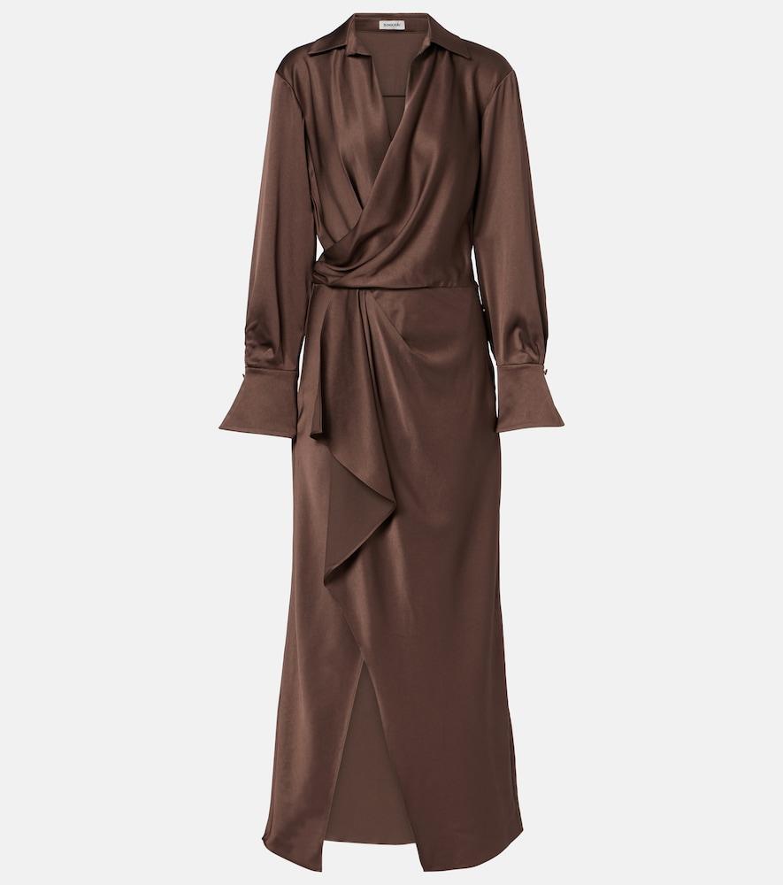 simkhai talita draped satin wrap dress
