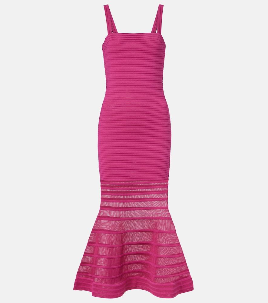 simkhai vallarie ribbed-knit sheer midi dress