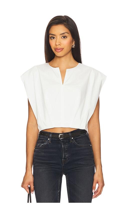simkhai wrenli pleated top in white. - size l (also in s)