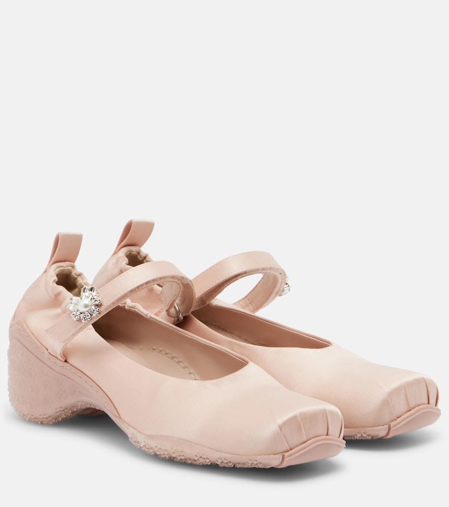 simone rocha ballet runner crystal-embellished satin pumps
