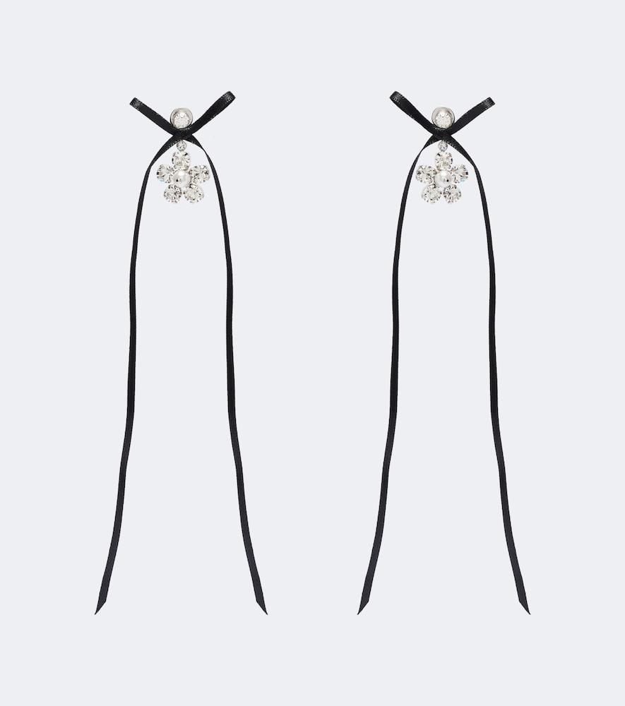 simone rocha bow-detail crystal-embellished drop earrings