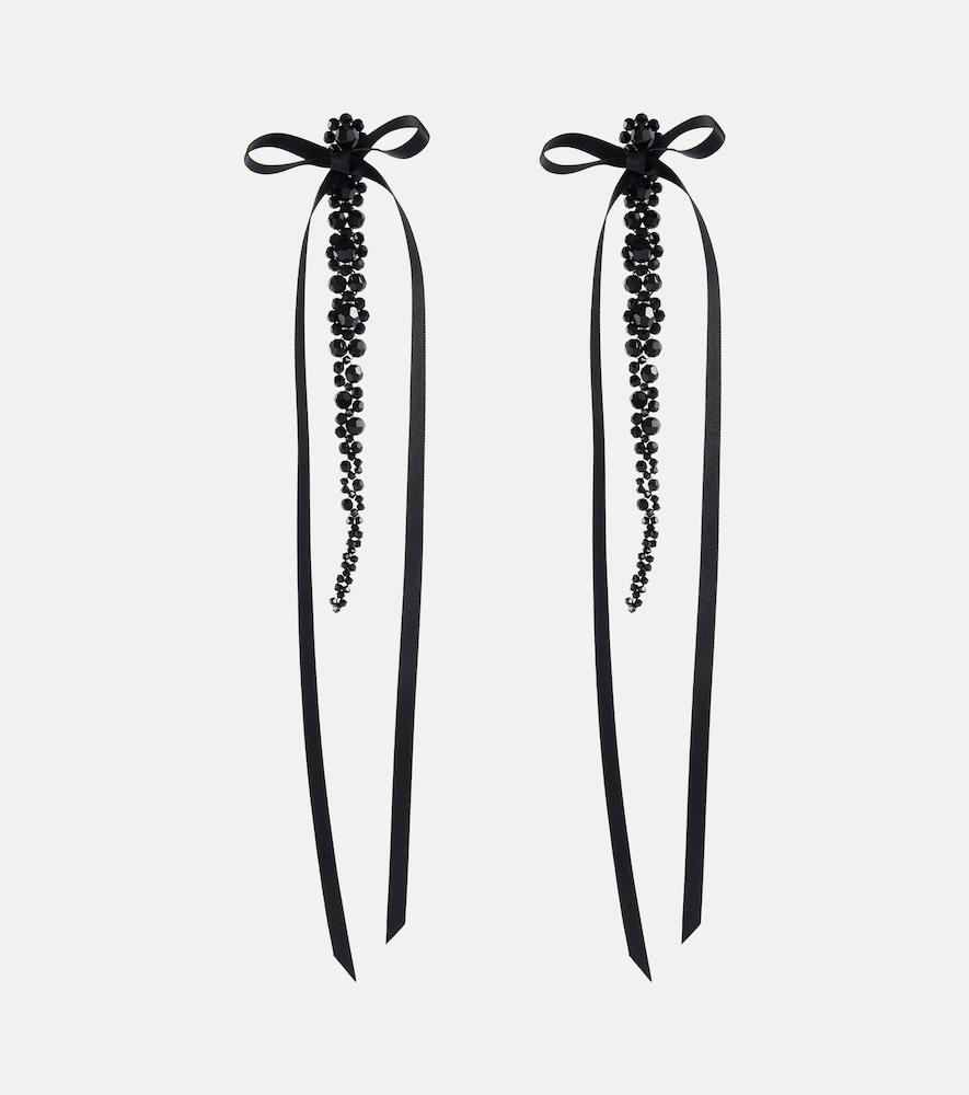 simone rocha bow-embellished crystal drop earrings