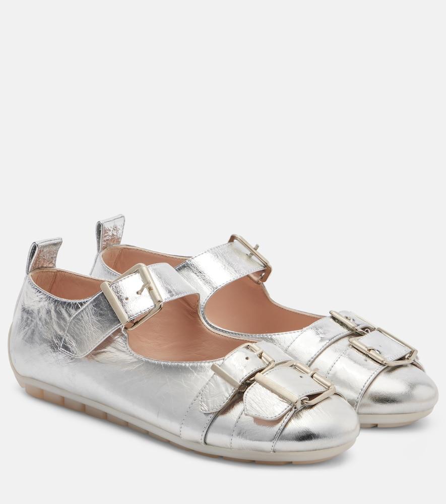 simone rocha buckle ballerina grip leather ballet flats