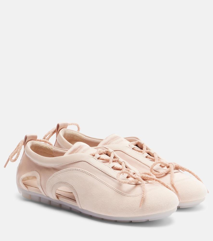 simone rocha cutout suede-trimmed satin sneakers