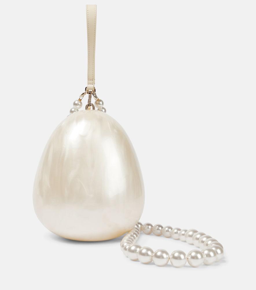 simone rocha egg leather-trimmed clutch