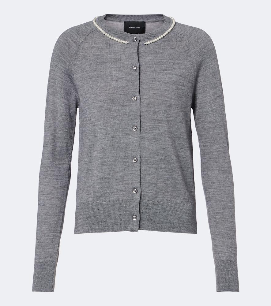 simone rocha embellished wool and silk cardigan