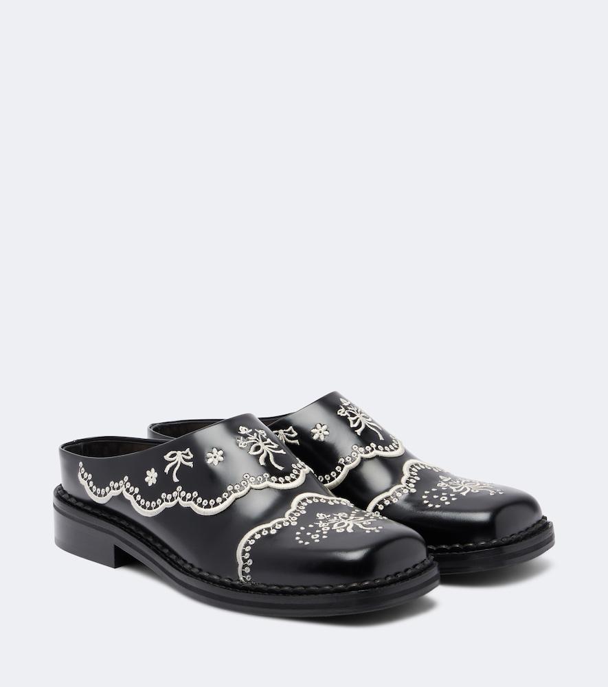 simone rocha embroidered leather mules
