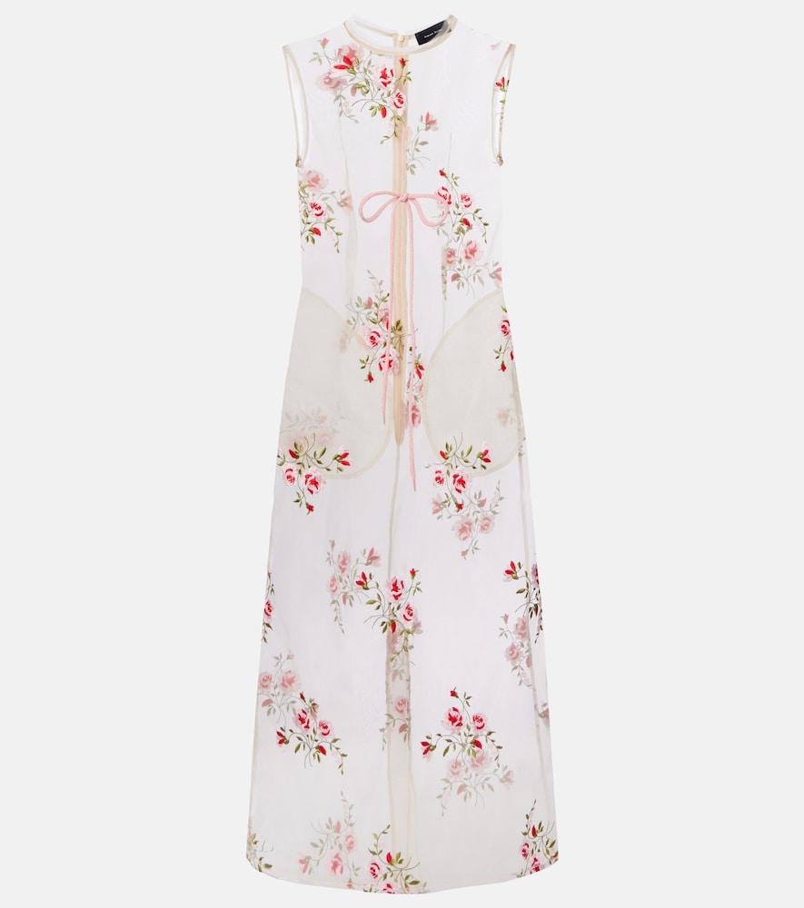simone rocha embroidered sheer organza midi dress