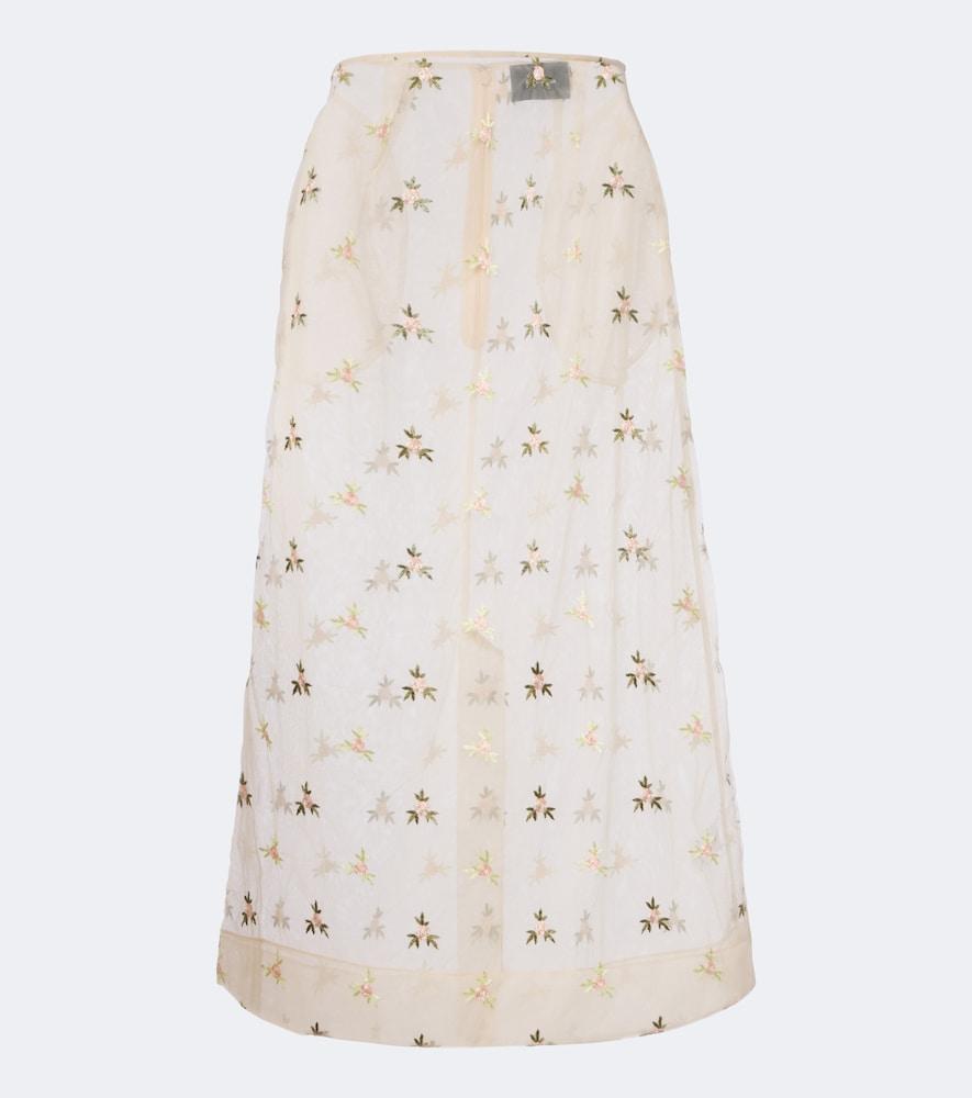simone rocha embroidered tulle midi skirt