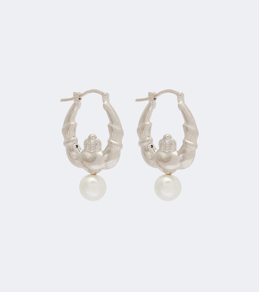 simone rocha faux pearl hoop earrings